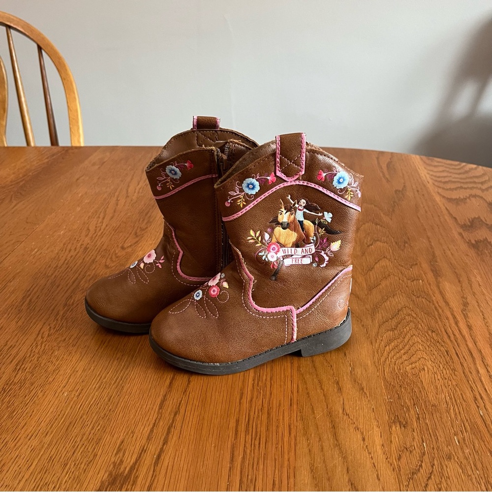 Spirit Dreamworks Wild and Free Little Kids Youth Size 8 Brown Zip Cowboy Boots